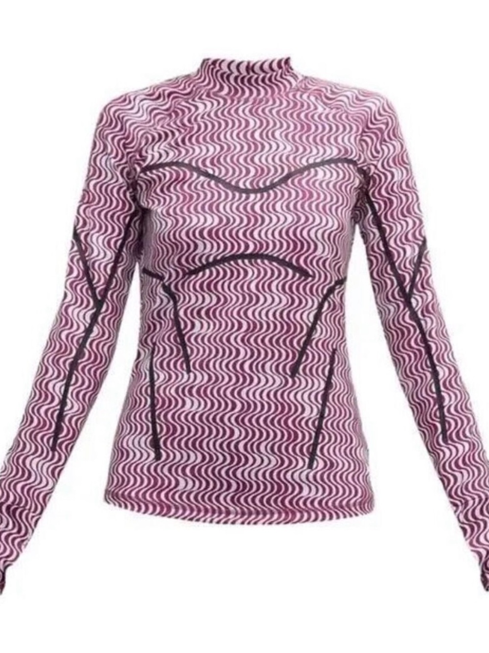 Adidas by Stella McCartney Gym Training T-Shirt Burgundy S Long Sleeve Mock Neck